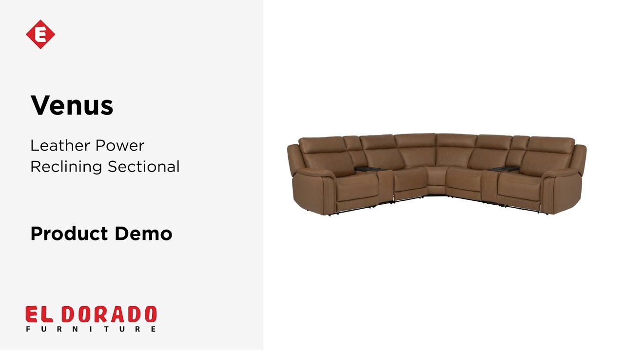 Venus 6PCS/3PWR Leather Power Reclining Sectional w/Beverage