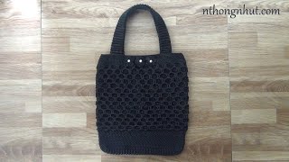 Crochet bag tutorial (Eng sub)  móc túi xách len hoa văn lưới