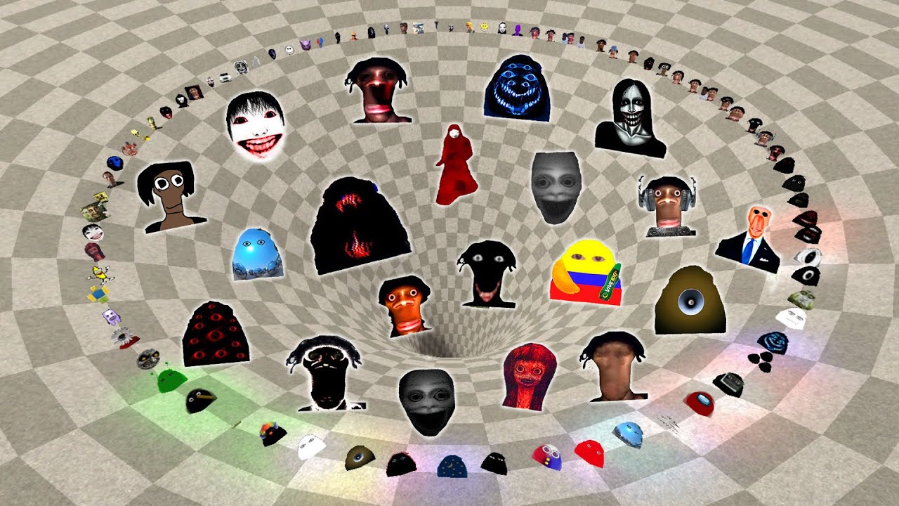 Злые Munci Nextbots, семья Nextbots и семья Juandale попадают в ВОРОНКУ, преследуя меня в Garry's...