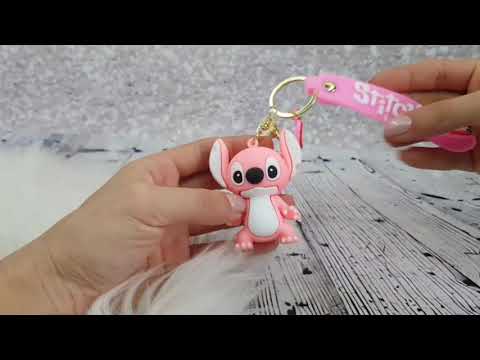 Брелок Стіч рожевий з підвіскою, силіконовий, видео 1