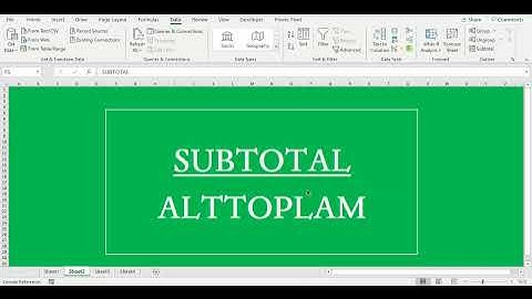 Subtotal (Alttoplam) Formülü ve Menüsü ile Büyük Verilerde Kolay Özetler almak