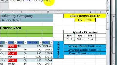 Database Functions, DAverage and DCount