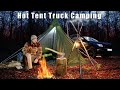 Hot Tent Winter Woodland Camping - Cast iron cooking - Wood Stove