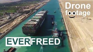 Drone footage of freed | Ever Given Evergreen |  Suez Canal