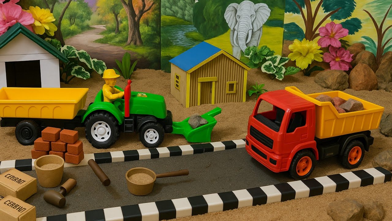 mini concrete road  Science Project to Build Concrete Road by Construction Vehicle