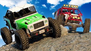 NOOB VS PRO? Surviving a BIG Mountain in Rock Crawlers in BeamNG Drive Mods!