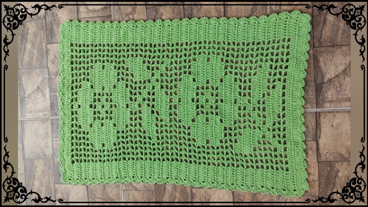 Tapete Rosas em Crochê Filé Parte Final