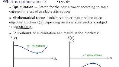 Optimisation methods: video 1 Introduction