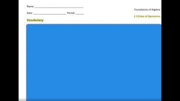 1.3 Order of Operations Video