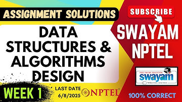 Data Structures and Algorithms Design Week 1 | SWAYAM NPTEL Assignment Solutions | SUBSCRIBE