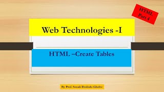 Tables in HTML| HTML Tables HTML Part4