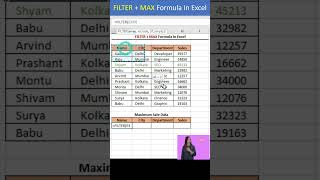Filter and Max formula in Excel #shortsfeed #exceltips #exceltutorial screenshot 1