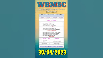 West Bengal Municipal Service Commission (WBMSC)Sub Asst Engineer, Asst Analyst Recruitment 2023#job