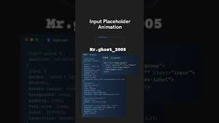 INPUT field using html css|@mr.ghost_2005 viral shorts coding animation skill input web