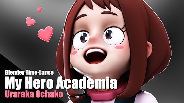 My Hero Academia, Uraraka Ochako - Sculpting, Texturing and EEVEE (Blender Timelapse)