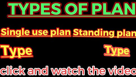 Types of plans/ Planning Type/Single use plan/ standing plan
