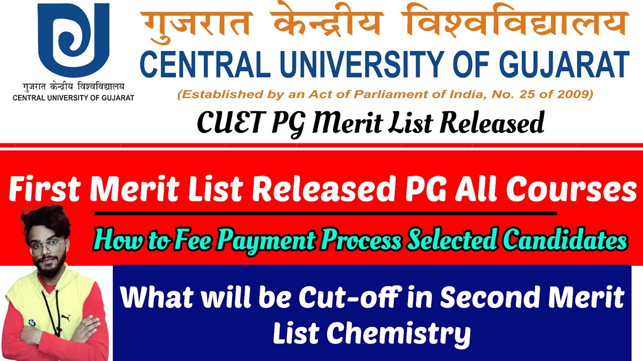 Central University of Gujarat First Merit List Released For PG Courses ...