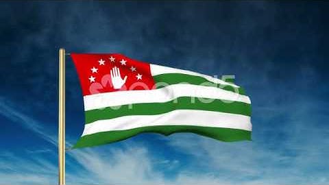Abkhazia Flag Slider Style. Waving In The Win With Cloud Background Animation
