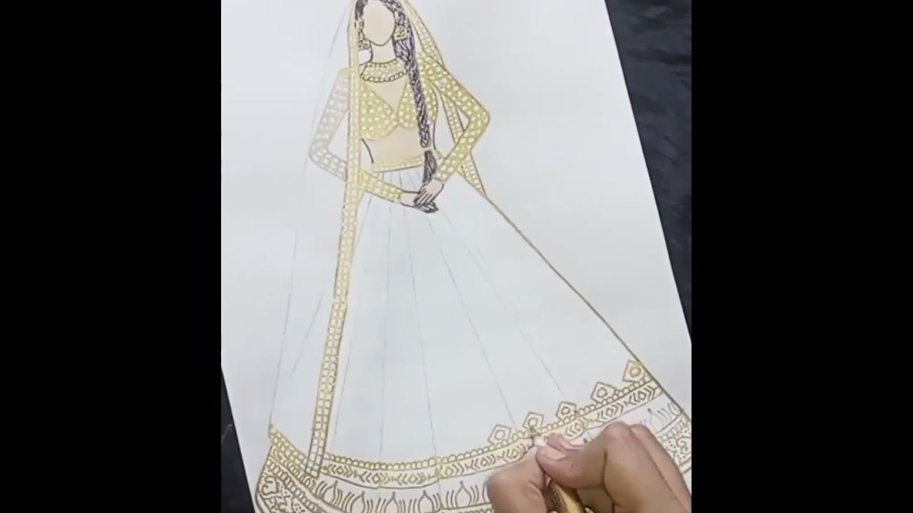 How To Draw Beautiful Traditional Lehenga Drawing Lehenga Illustration |  lupon.gov.ph