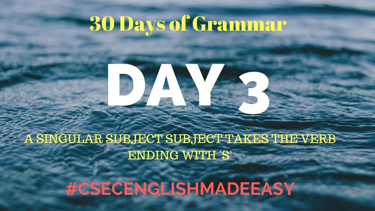 Subject Pronouns Subject Verb Agreement Season 1 Ep 3 30 Days