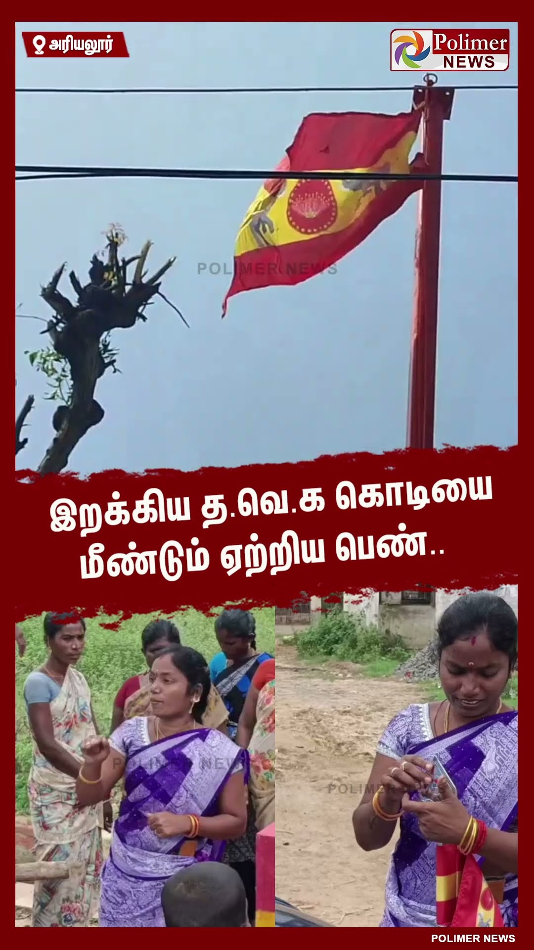 இறக்கிய த.வெ.க கொடியை மீண்டும் ஏற்றிய பெண்..  #shorts
