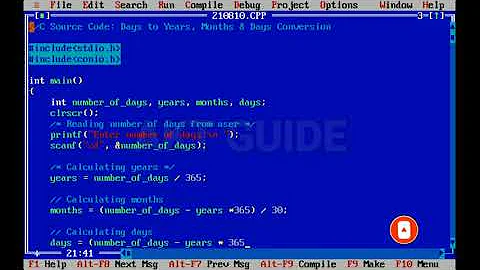 C Program to Convert Number of Days to Years, Months & Days //akt guide