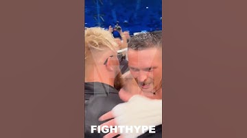 JAKE PAUL CONGRATULATES USYK AFTER HE KNOCKED OUT DANIEL DUBOIS IN THE 9TH ROUND