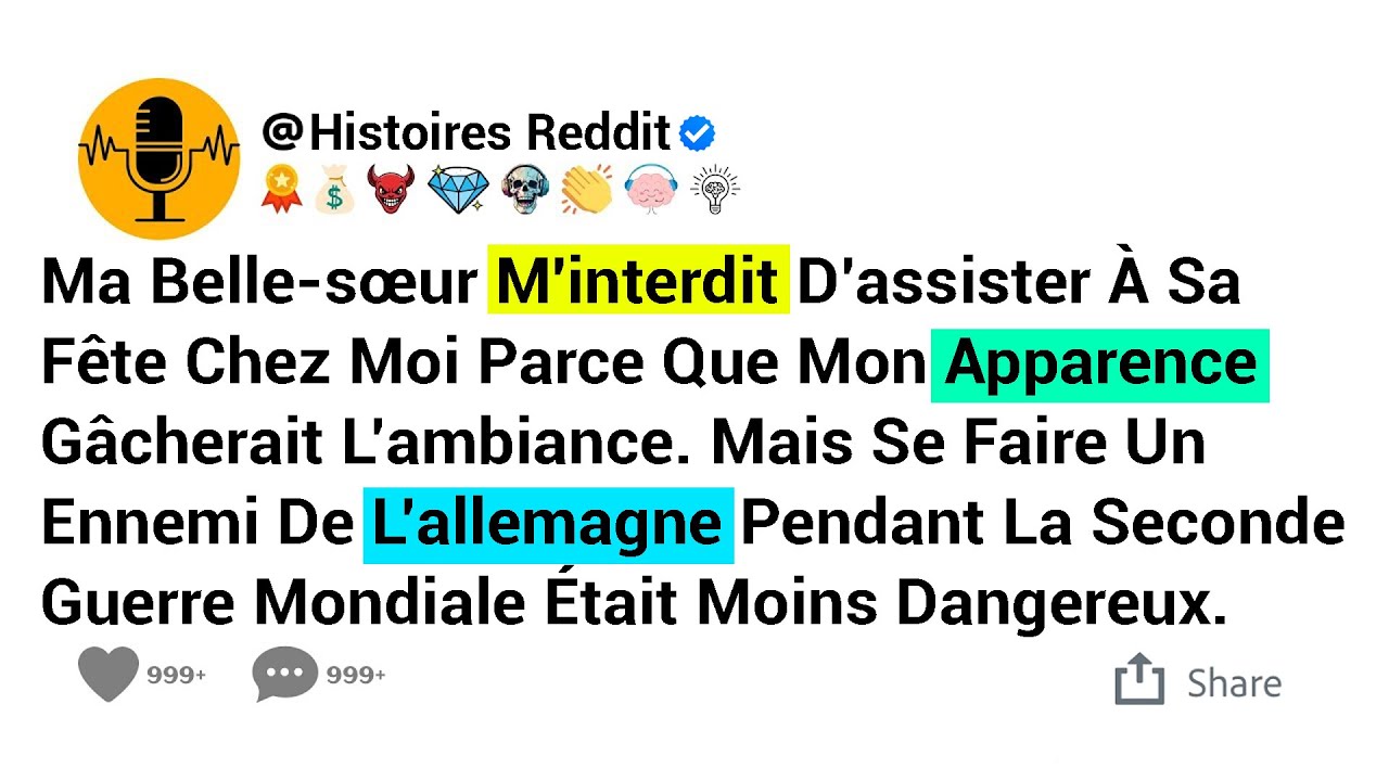 Ma Belle-sœur M'interdit D’assister À Sa Fête Chez Moi Parce Que Mon Apparence Gâcherait.....