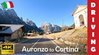 Driving in Italy 31: From Auronzo to Cortina | Dolomites in Autumn | 4K 60fps