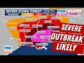 Severe weather outbreak likely for south with strong tornado threat