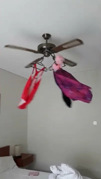 Genius way to dry your washing when staying in a h...