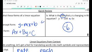 4.3 Writing Linear Equations from Context
