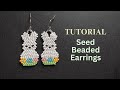 Seed bead bunny earrings tutorial, handmade beaded rabbits diy