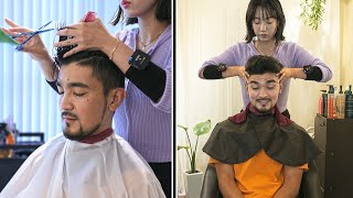 (ASMR) Cute Japanese Barber Girl Cut My Hair and Gave Me Head Spa | Soft-Spoken Japanese