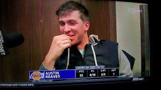 Austin Reaves locker room interview and highlights after defeating Jazz 138-122.