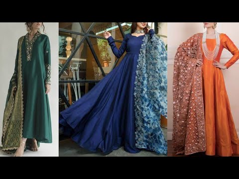 Simple Plain anarkali suits designs with heavy dupatta || Anarkali dress  ideas from plain fabric - You… | Simple frock design, Anarkali dress  pattern, Heavy dupatta