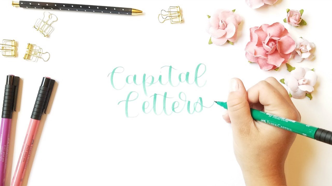 Hand Lettering Capital Letters Modern Calligraphy Upper Case Alphabet A Z Youtube Printable pdf calligraphy chart with uppercase themed alphabets. hand lettering capital letters modern calligraphy upper case alphabet a z