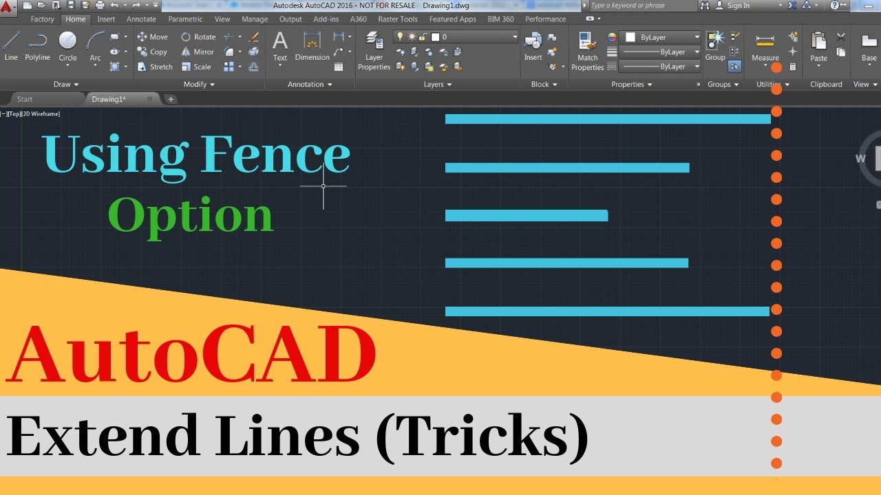 Extend Lines Using Fence Option AutoCAD Tips & Tricks