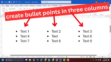 How to create bullet points in three columns Microsoft Word