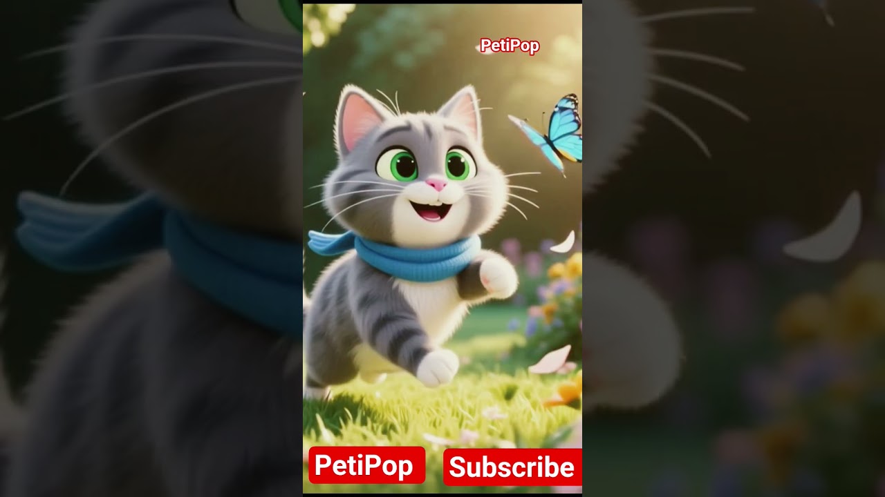 “Curious Kitten Chasing Butterflies 🐾 | Relaxing Cute Cat Animation for Everyone