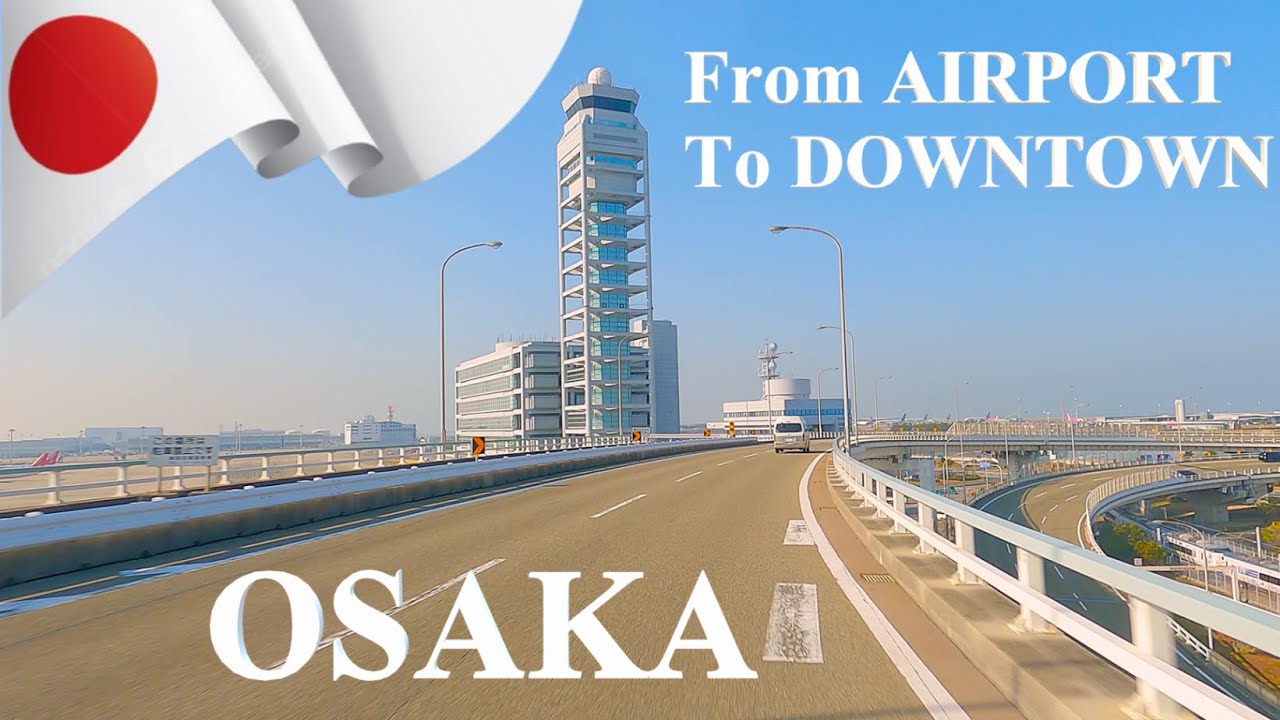 Поездка на автомобиле из аэропорта Кансай в центр Осаки, Япония, 4K.