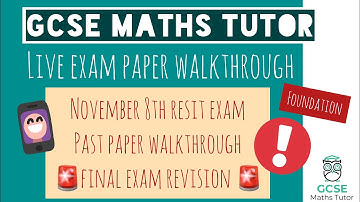 Live Foundation Maths Exam Paper Walkthrough Revision for November 8th 2021 Paper 3 Calculator GCSE