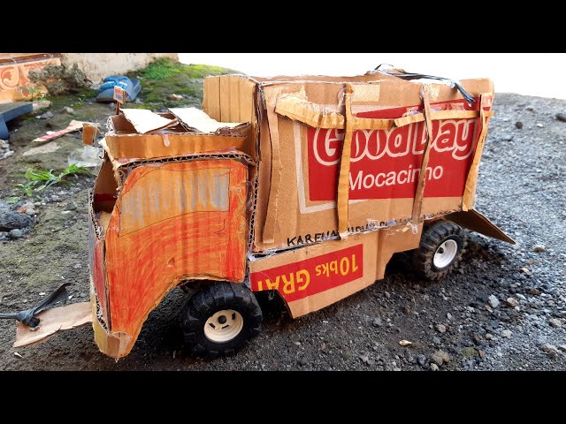 Cardboard Truck | induction in class 2 sd | Miniature Dump Truck From Cardboard. class=