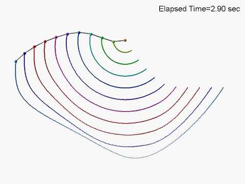 Decuple (10) pendulum starting from horizontal position / simulation ...