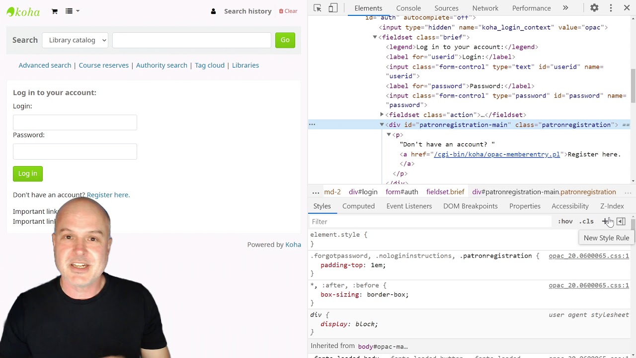 Google Chrome's CSS tools and Koha - YouTube