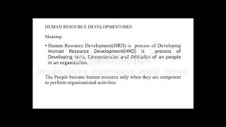 Module3-Human Resource Development Meaning Concepts