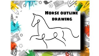 Horse Outline Drawing Very Simple And Easy Outline Horselineart Linework Outlinehorse Draw Youtube