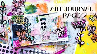 Junk Art Journal Page Process with Collage & Neocolors