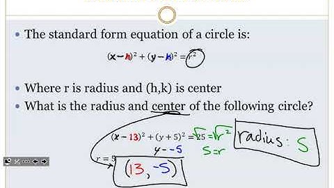 Lecture 8 pt 3 (Video 1) - Standard Equation of a Circle