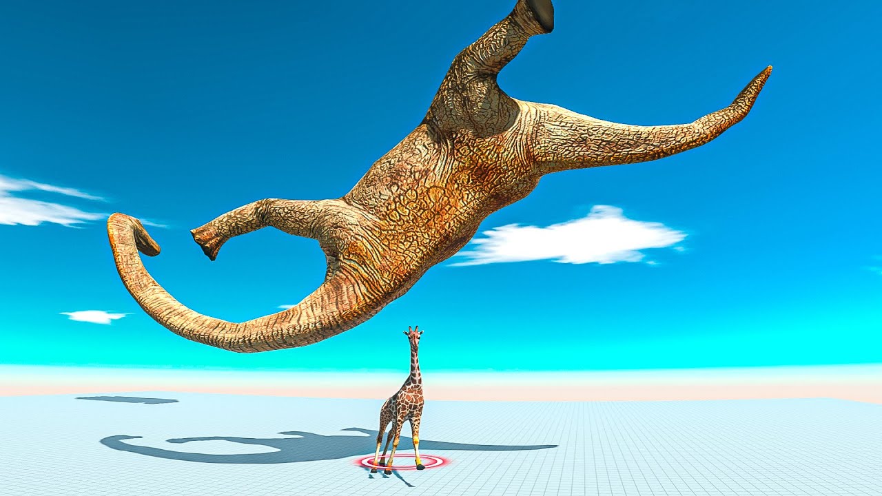 Giant Brachiosaurus Falling - Animal Revolt Battle Simulator
